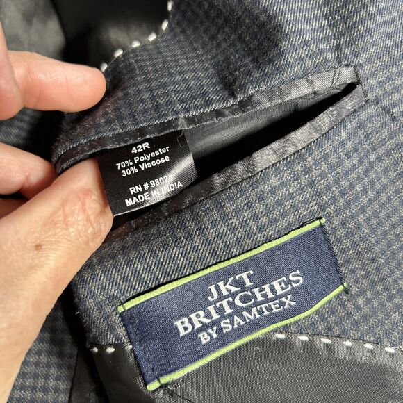 JKT Britches by Samtex Mens Suit Jacket 42R Navy Gray - Picture 7 of 11